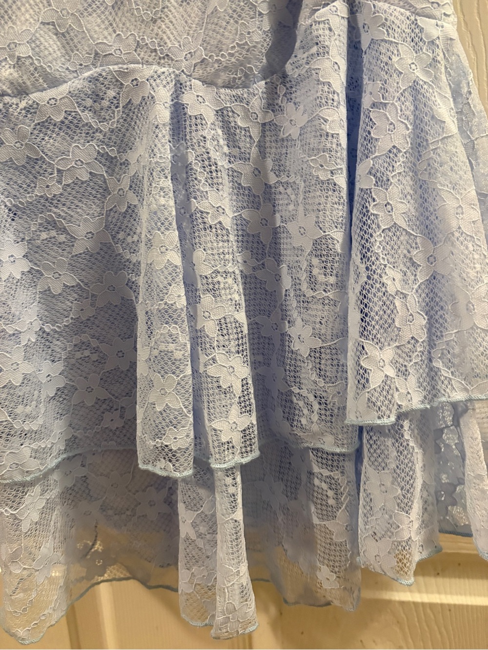 Lulu's Light Blue Lace Ruffle Mini Dress - Picture 3 of 5